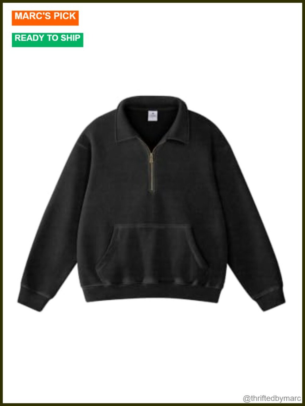 Oversized Acid Wash Quarter Zip Heavyweight Fleece Pullover Sweatshirt